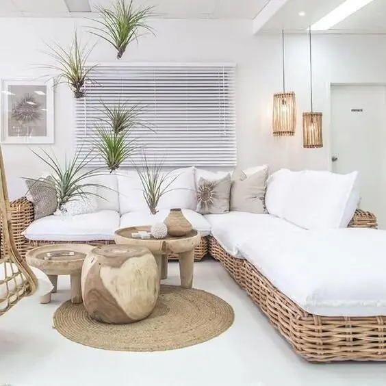 white rustic living room