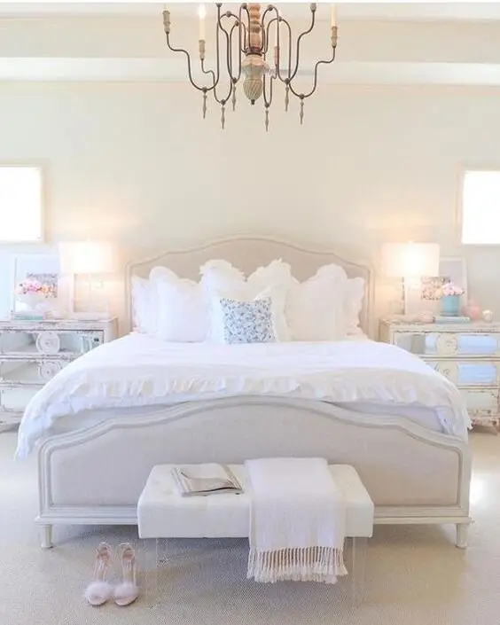 shabby chic white bedroom