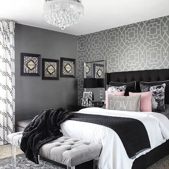 grey and black girls bedroom