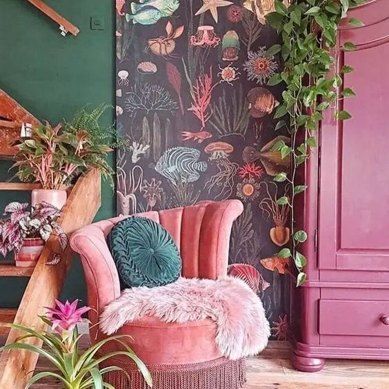 pink maximalist interiors