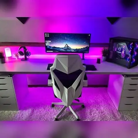 pink backlights gaming room