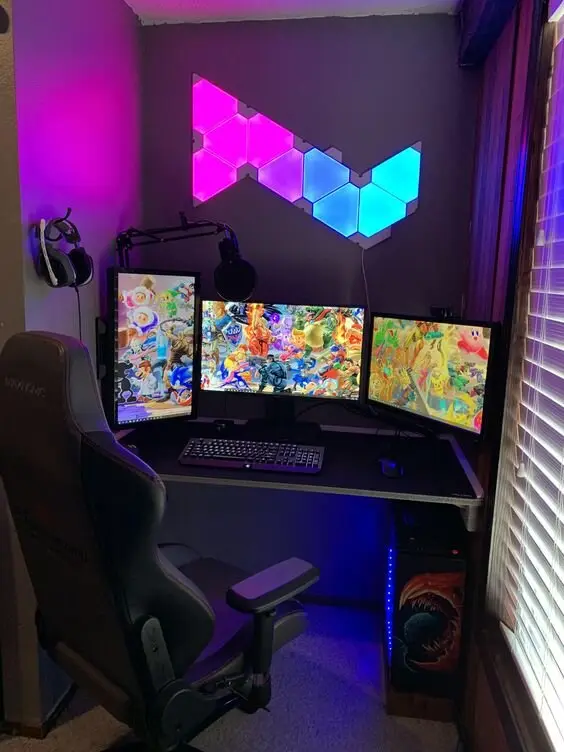 Packed Nook gaming home office: You don’t need a lot of space to set up this sick gaming hub. All you need is a nook, a