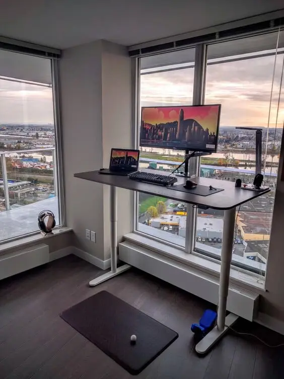Gaming Room with a View gaming home office: Who needs decorations when you have great views! Get to enjoy the view from time