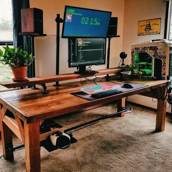 rustic home office game room