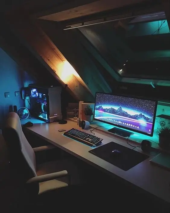 Attic Gaming gaming home office: Turn your attic into a secluded gaming room and enjoy utmost privacy and space. This attic