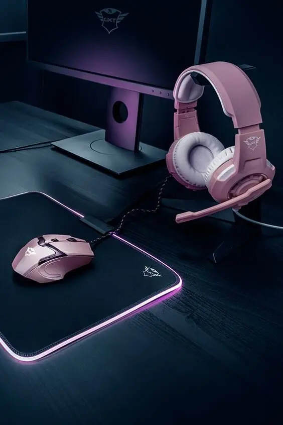 pink computer paraphernalia