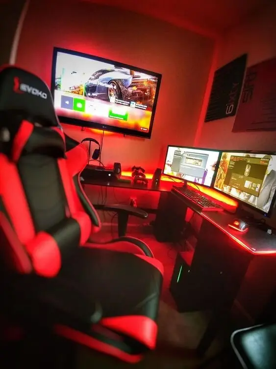 red home office game room