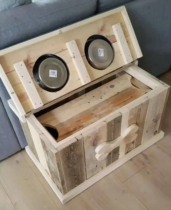 diy wood pet feeding station