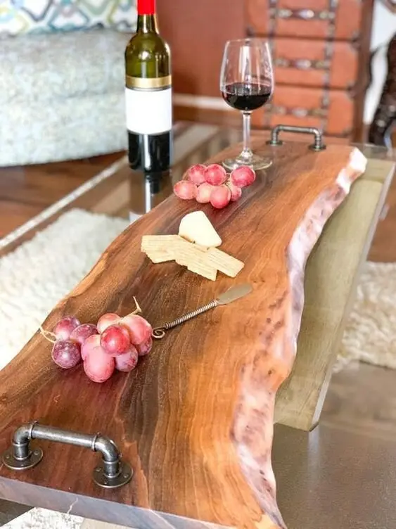 Live Edge Charcuterie Board wood project: A live-edge slab, sanded smooth and oiled, and cheese night has a centrepiece. I'd