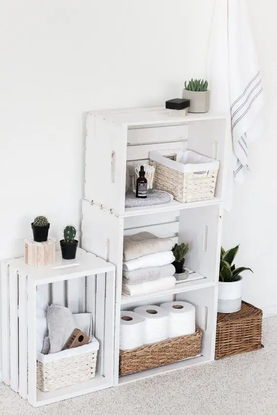 used crate bathroom shelves