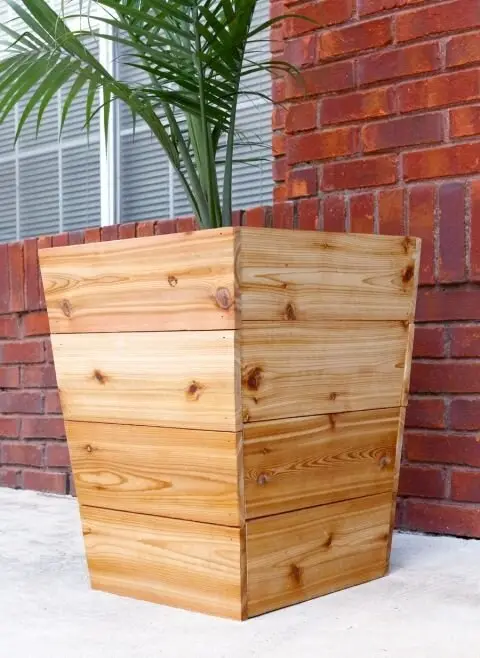 Modern Outdoor Planter wood project: An inverted-pyramid planter that reads as bought, not built. Pick boards with bold