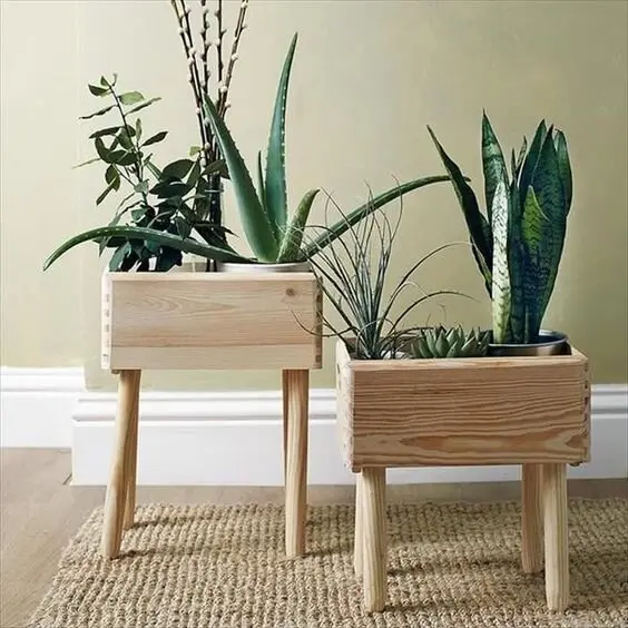 modern indoor wood planters