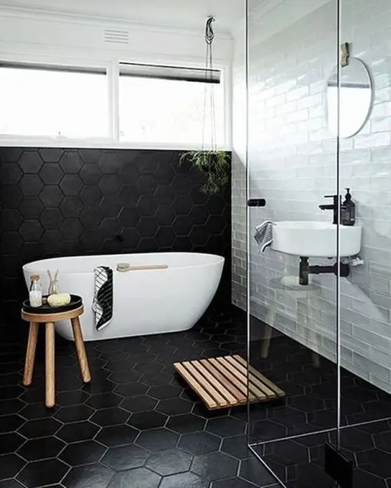 black and white bathroom
