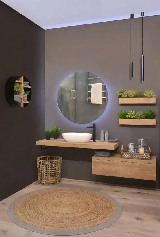 modern minimalist grey bathroom