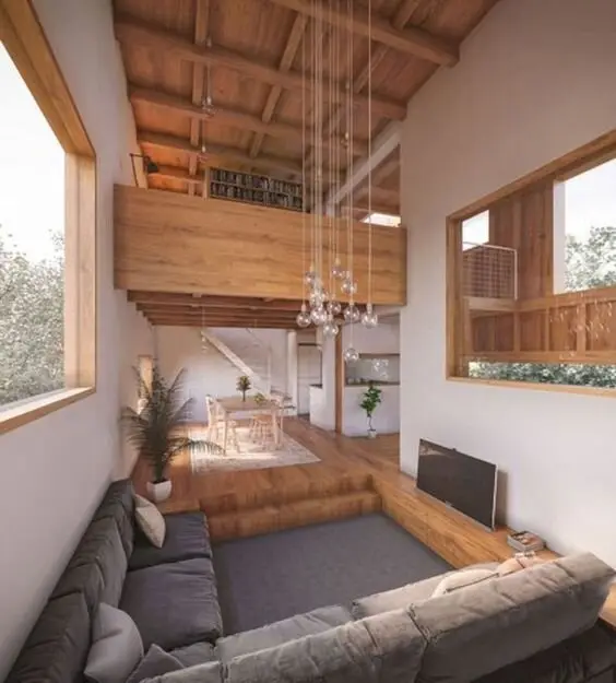 sunken living media room
