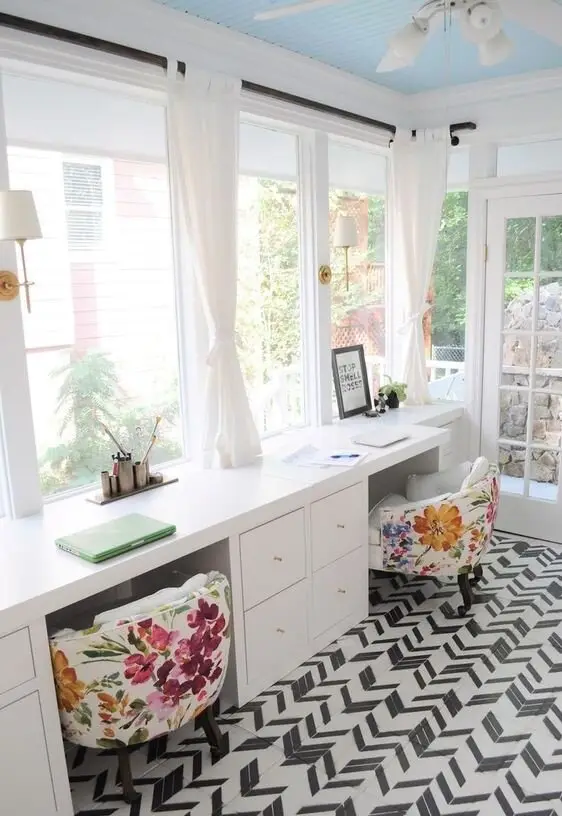 bright feminine home office