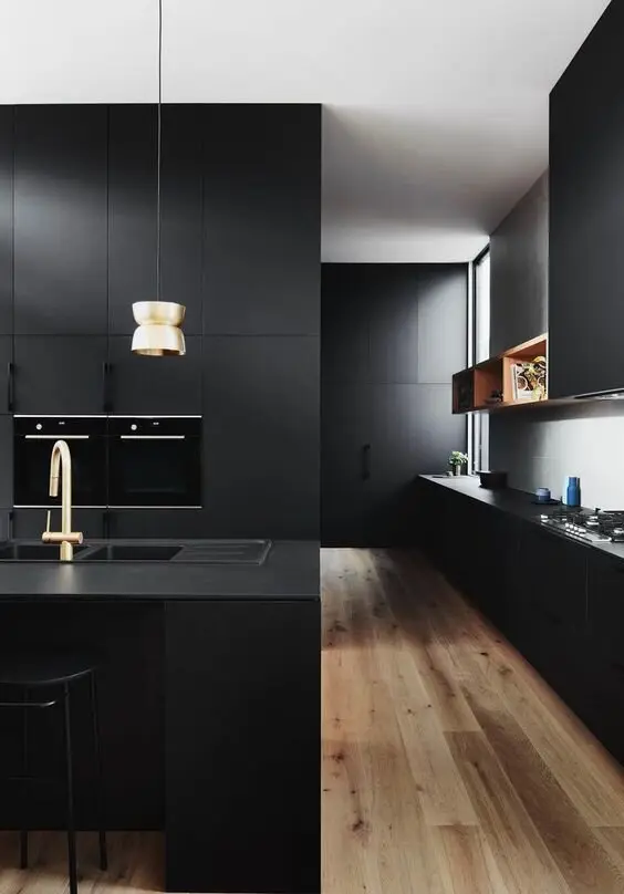 minimalist black kitchen