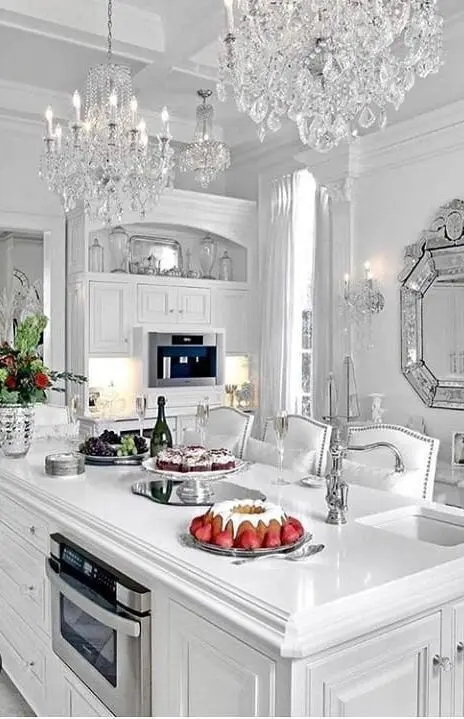 glamorous white kitchen