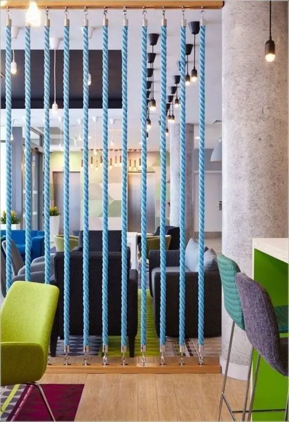 Roped In DIY room divider: Colourful and charming, this fun and trendy room divider separate the space without blocking the