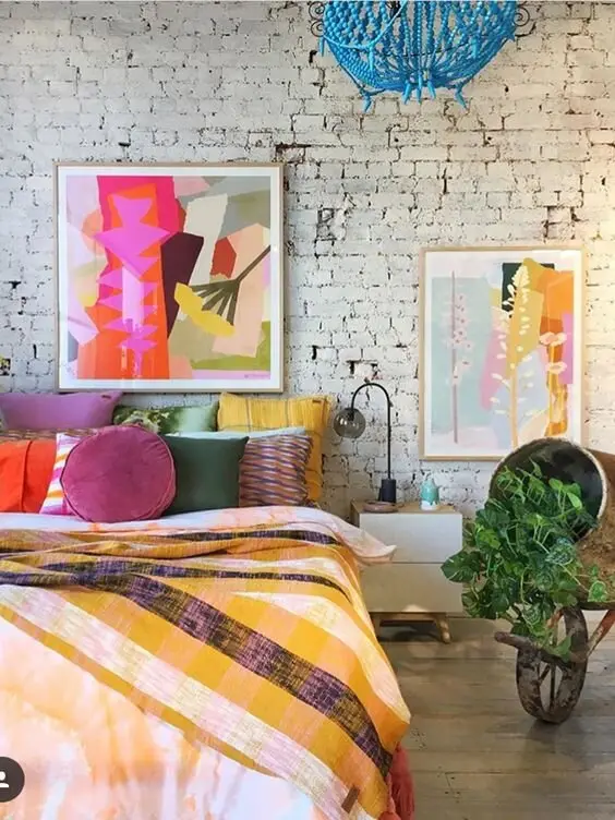 industrial maximalist bedroom