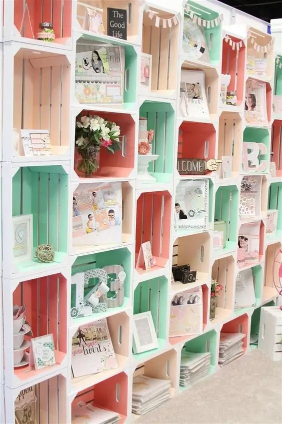 recycled crate shelves