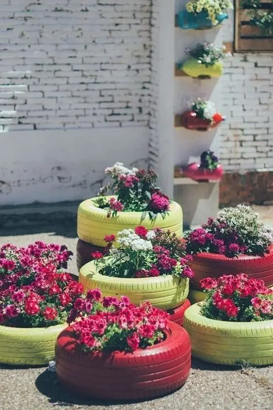 recycled tire planters