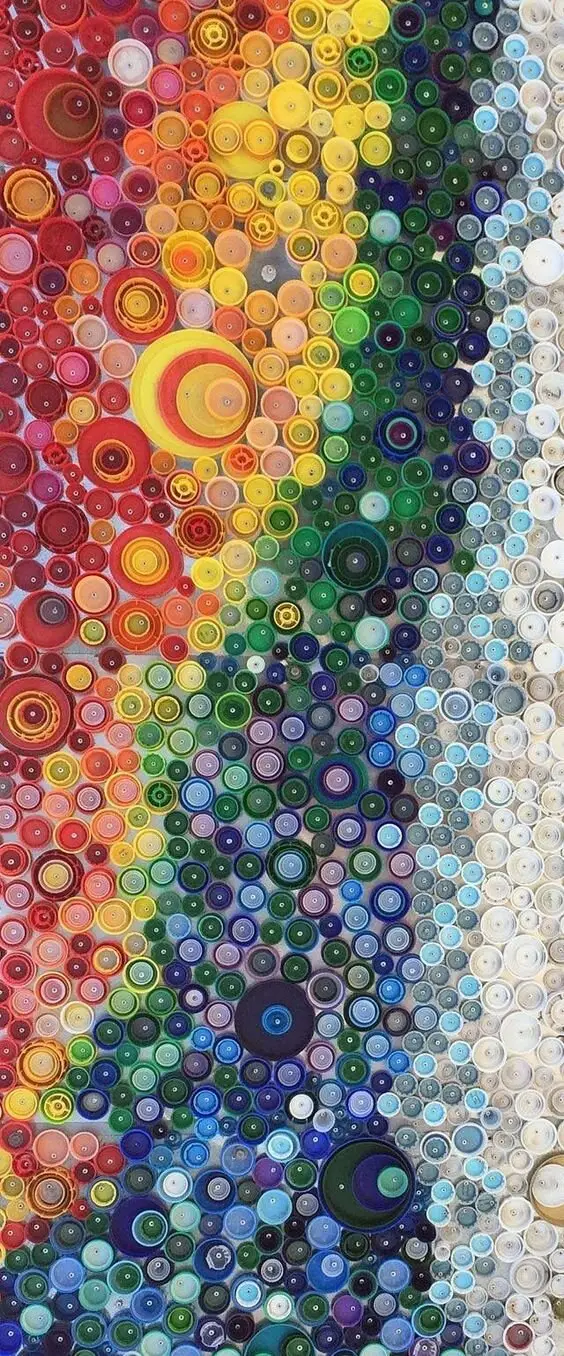 recycled caps wall decor