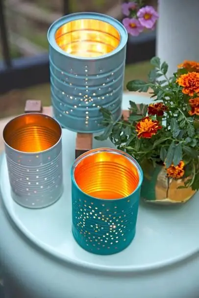 tin can candle holders