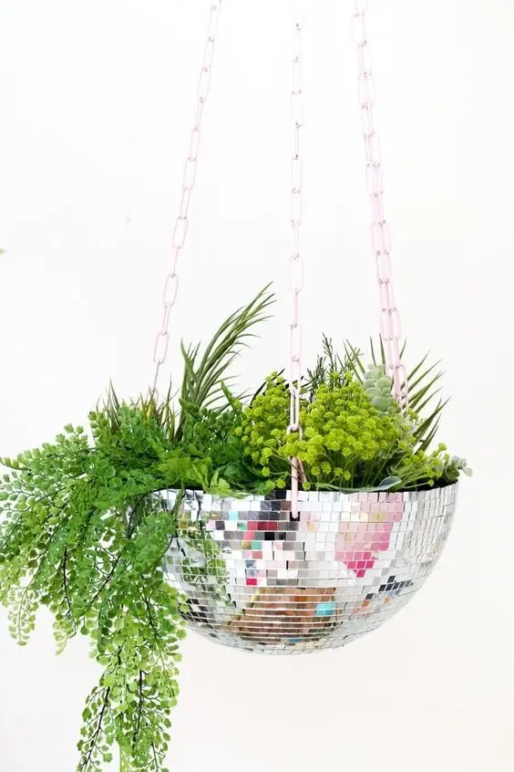 disco ball hanging planter