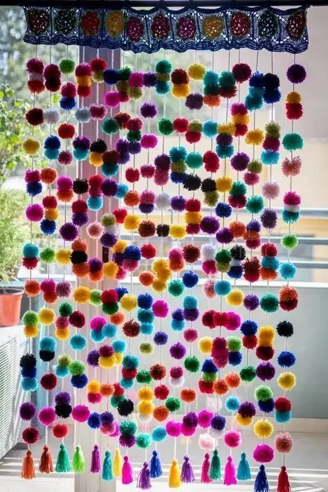 diy pompoms curtain