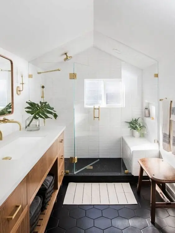 white attic bathroom