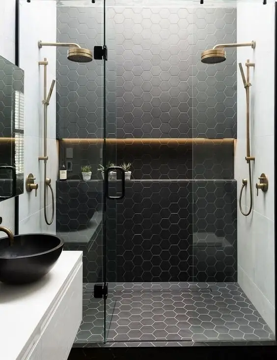 modern black shower