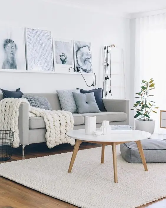 white and grey living room
