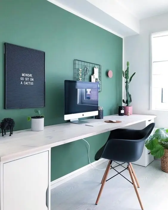 green modern home office