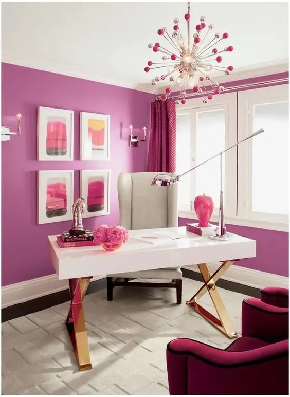 pink home office