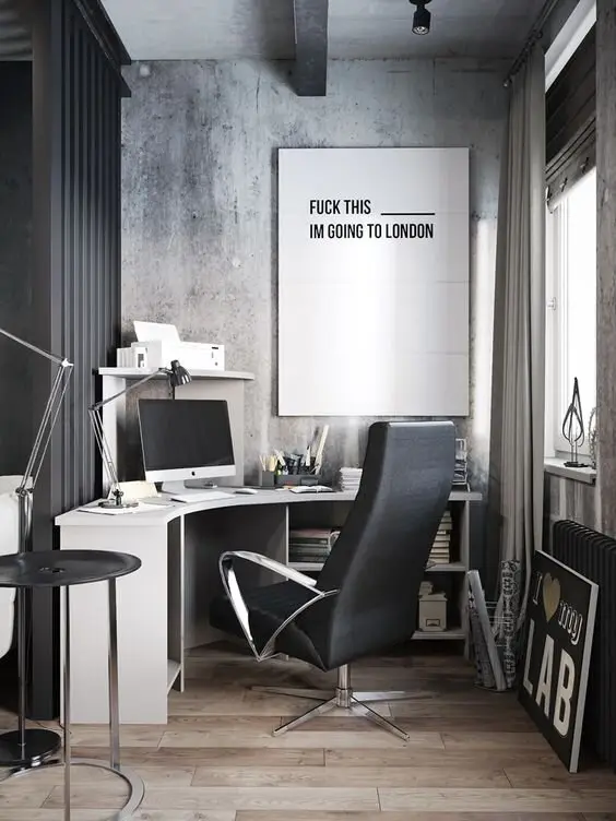 grey home office concrete