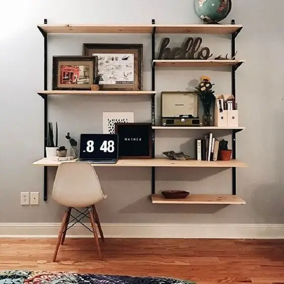 floating shelves home office