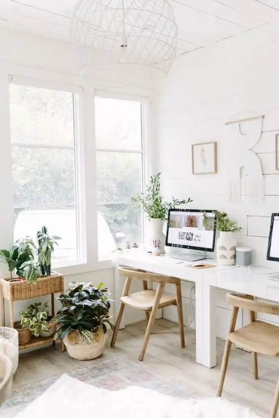 rustic white home office