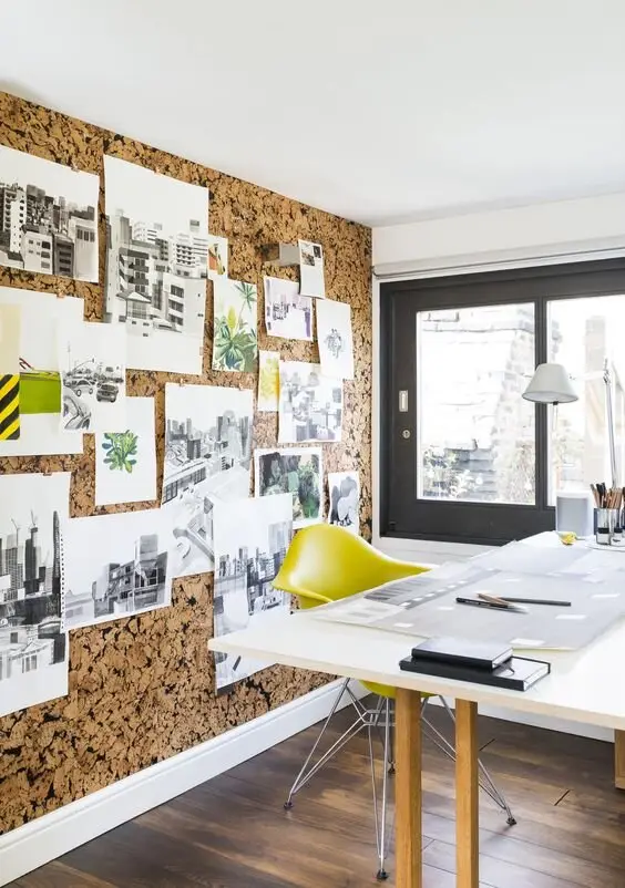 corkboard home office wall
