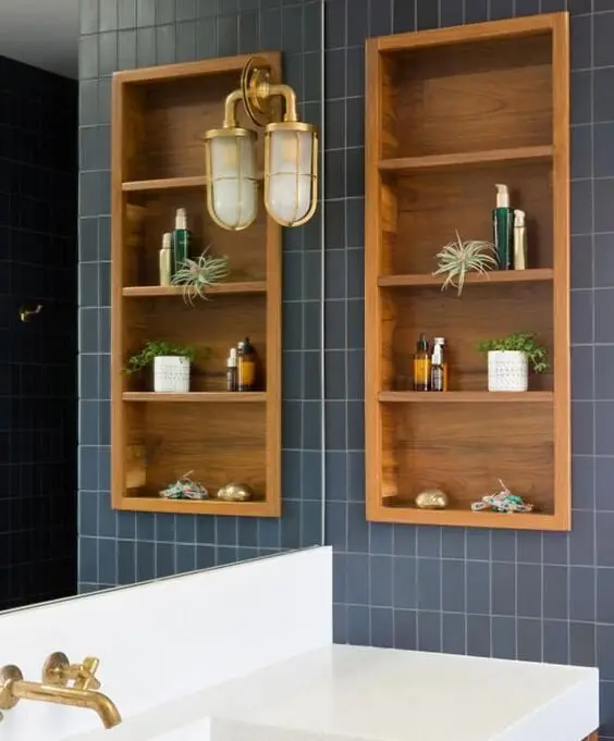 recessed bathroom shelves
