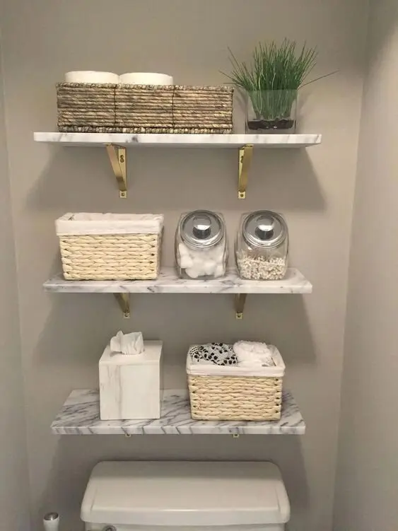 marble bahroom shelves