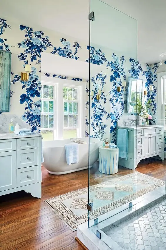 pretty blue bathroom
