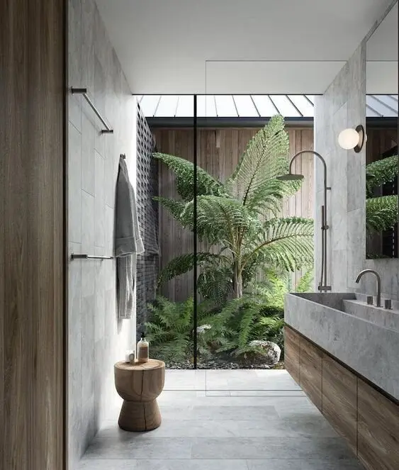 bathroom glass wall