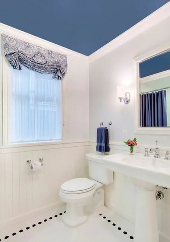 white and blue bathroom