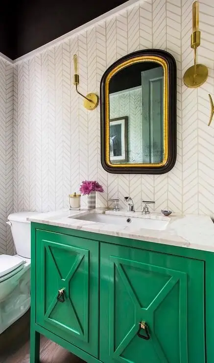 green bathroom vanity