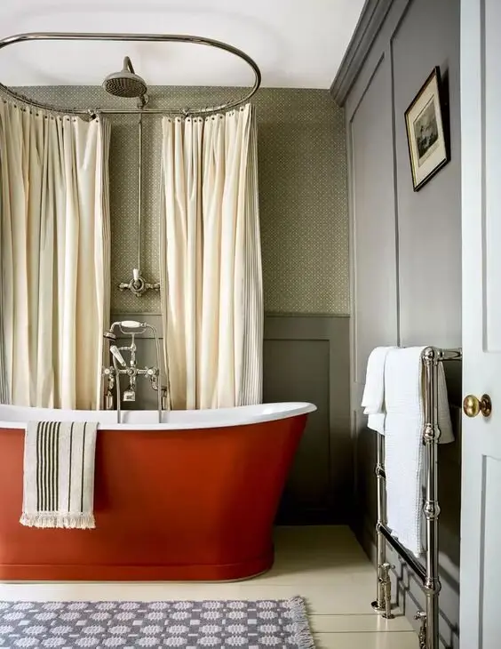 red standalone tub