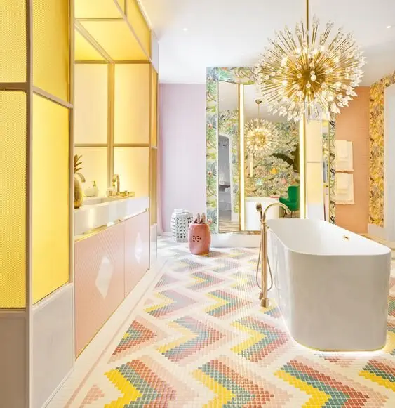 colourful yellow bathrooms
