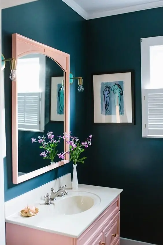 colourful dark bathrooms