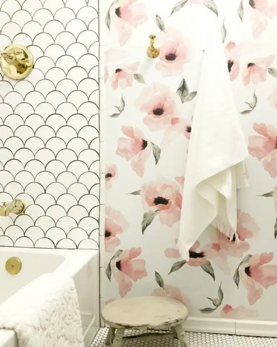 colourful bathroom wallpaper