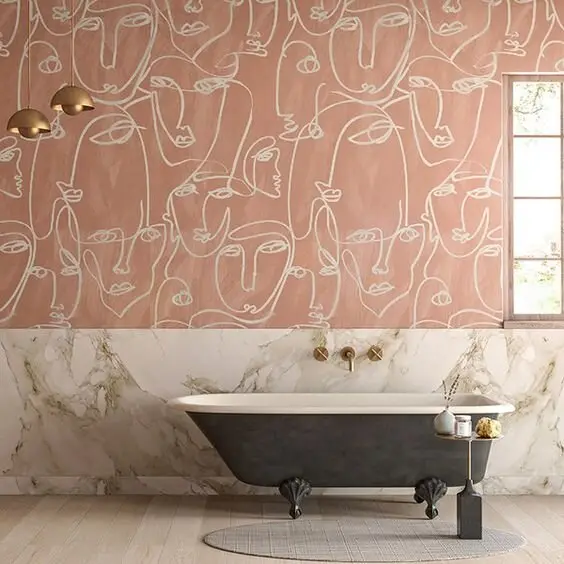 colourful bathroom doodle wallpaper